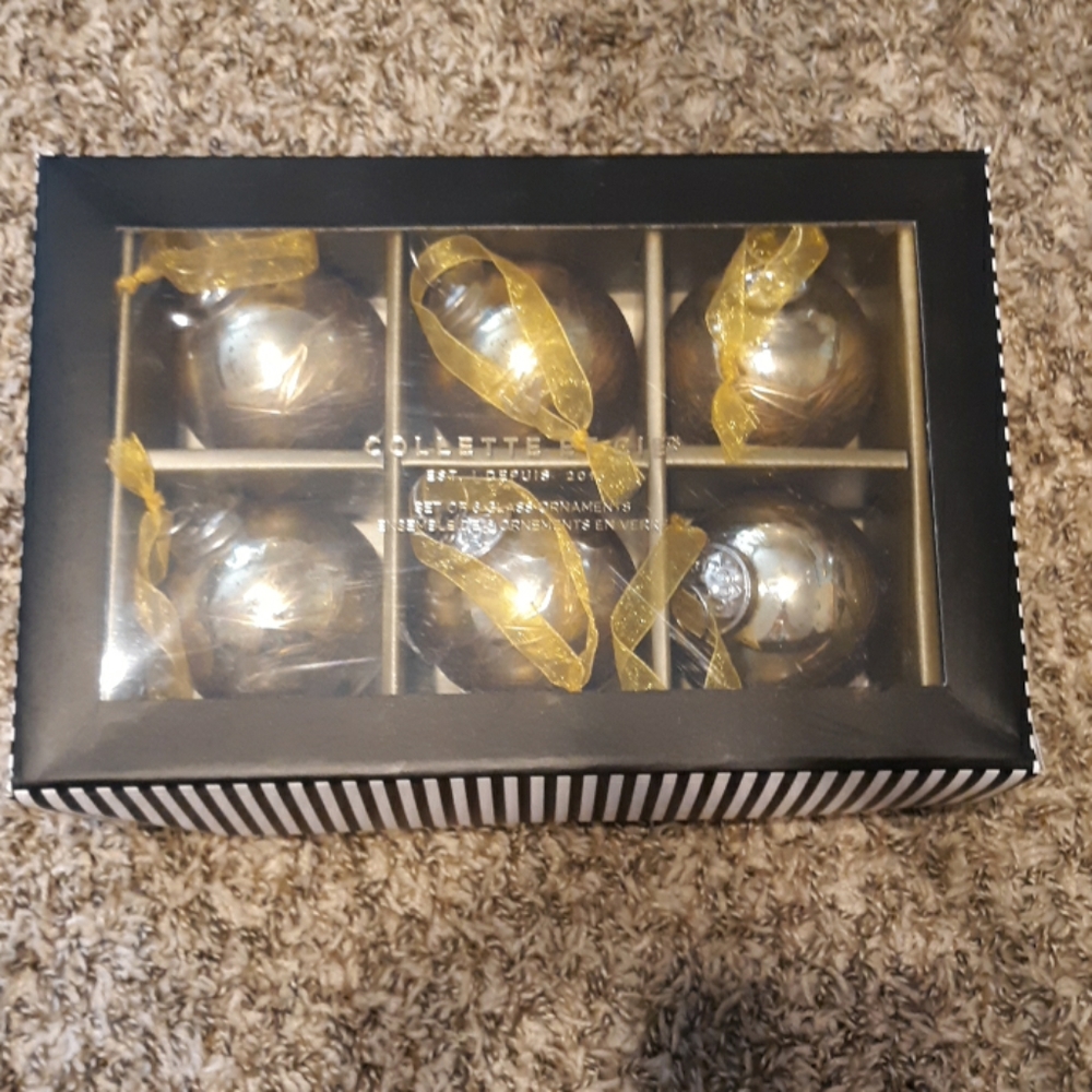 #607 COLLETTE ET CIE SET OF 6 mercury GLASS ornaments